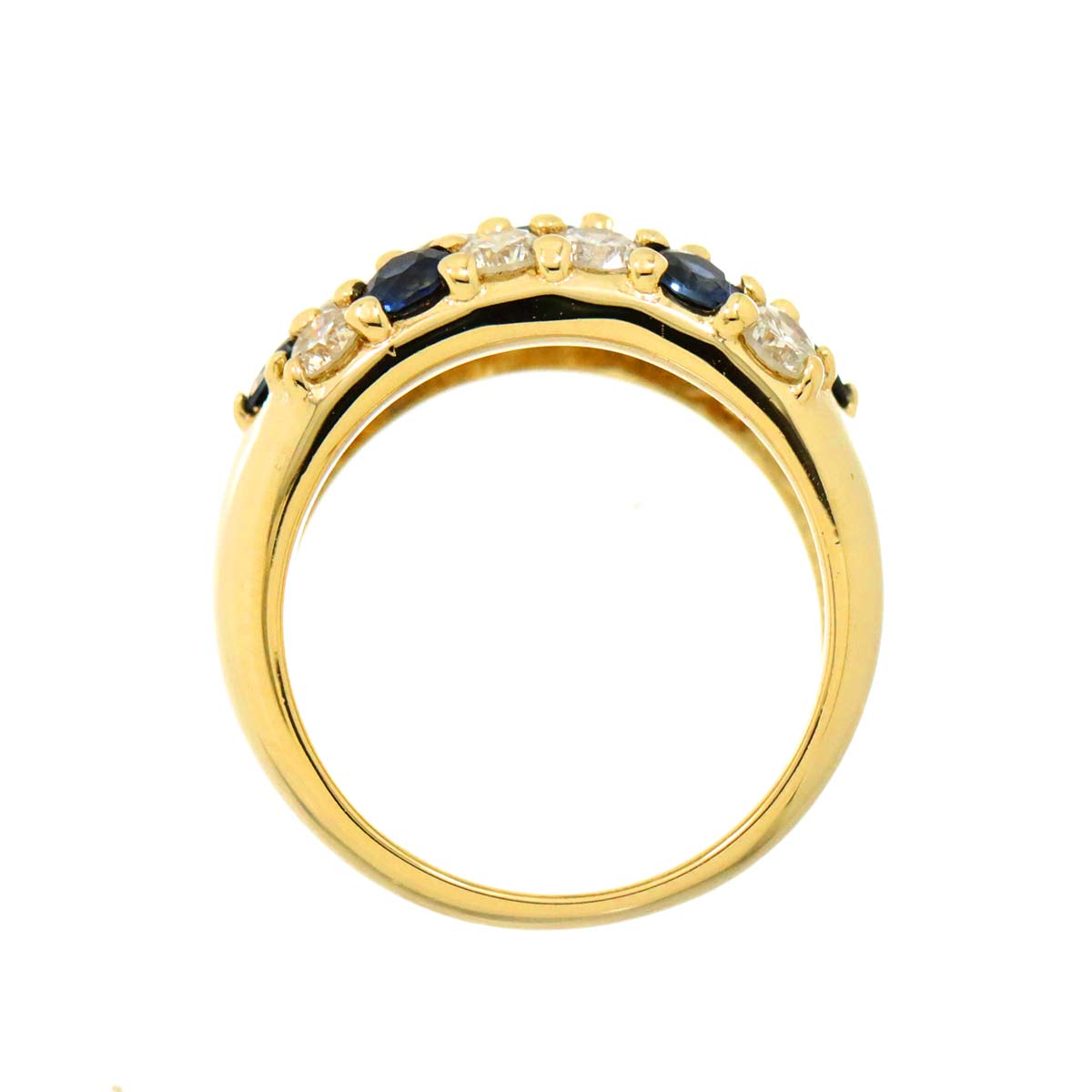 Sapphire 1.03ct Diamond 1.37ct Ring 18K Yellow Gold 750 5.5-5.75(US)
