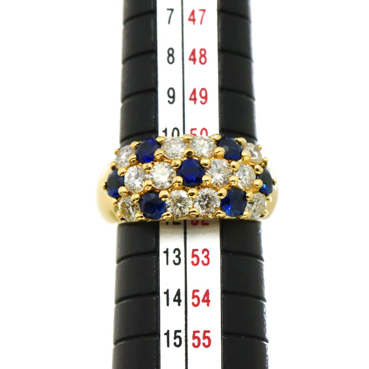 Sapphire 1.03ct Diamond 1.37ct Ring 18K Yellow Gold 750 5.5-5.75(US)