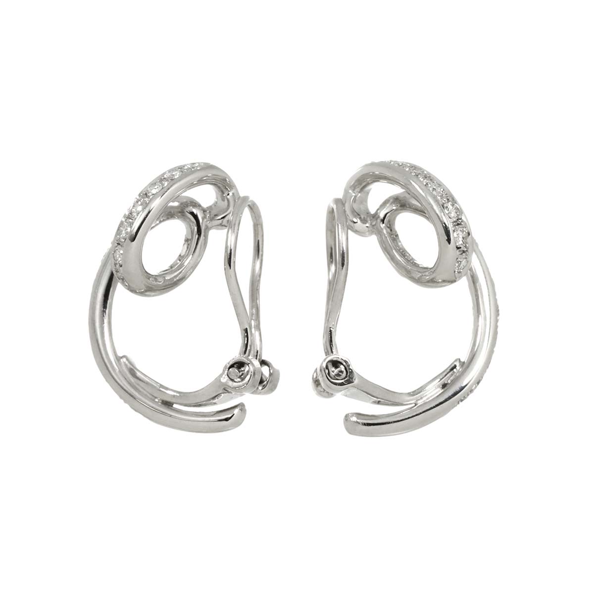 Diamond Earrings Clip on Platinum 14K White Gold 585