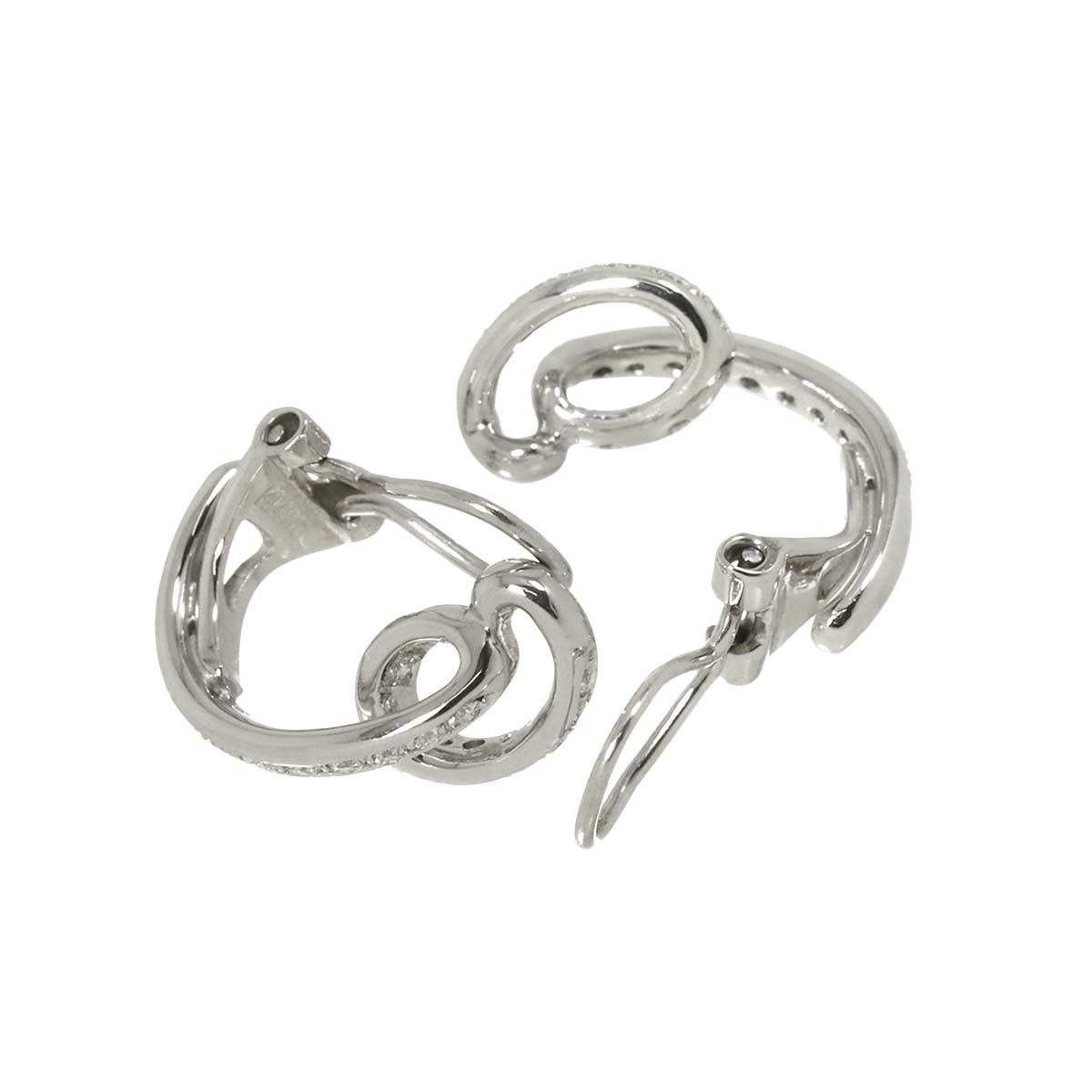 Diamond Earrings Clip on Platinum 14K White Gold 585