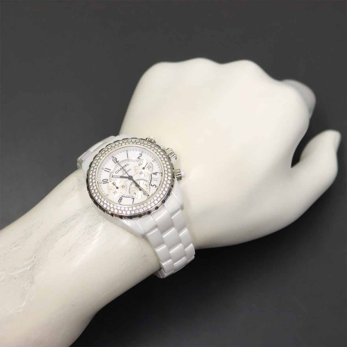 J12 41mm H1008 Date Bezel Diamond Automatic White Dial Mens