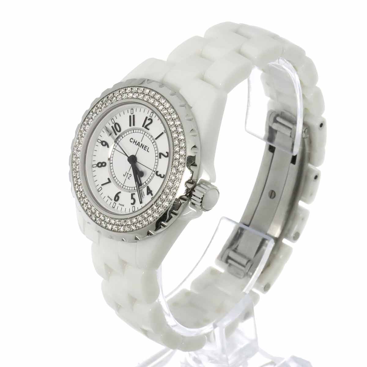 J12 33mm H0967 Bezel Diamond Quartz White Dial Ladies Watch