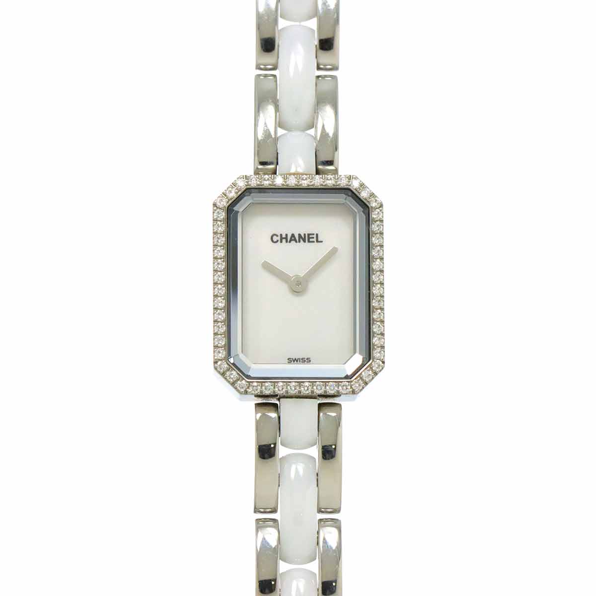 Premiere H2132 Diamond Bezel Ceramic Quartz White Dial Ladies