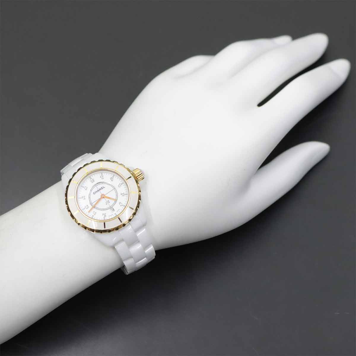 J12 33mm H2181 11P Diamond Yellow Gold Quartz White Dial