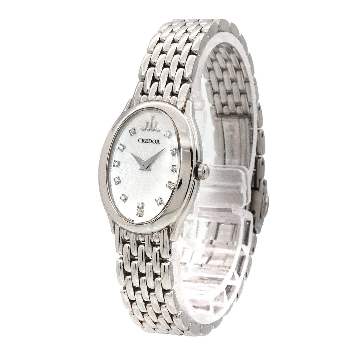 CREDOR SIGNO GSTE931 1E70-0BD0 12P Diamond Quartz Silver Dial