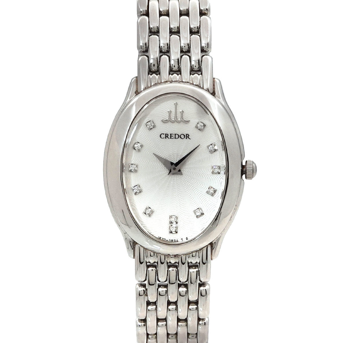 CREDOR SIGNO GSTE931 1E70-0BD0 12P Diamond Quartz Silver Dial