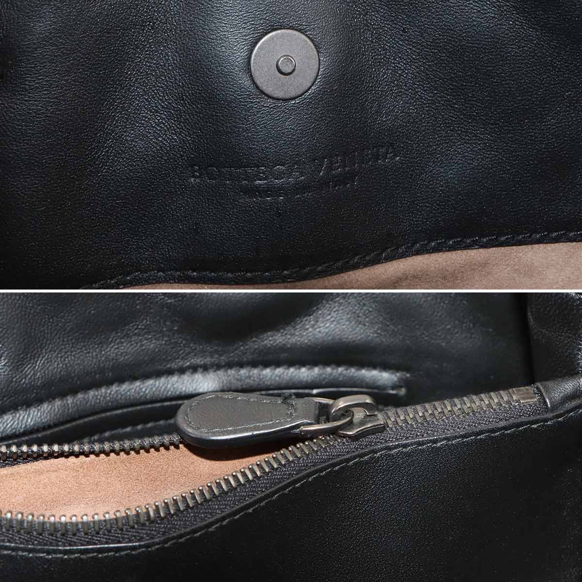 Intrecciato Studs Chain Tote Bag Leather Black