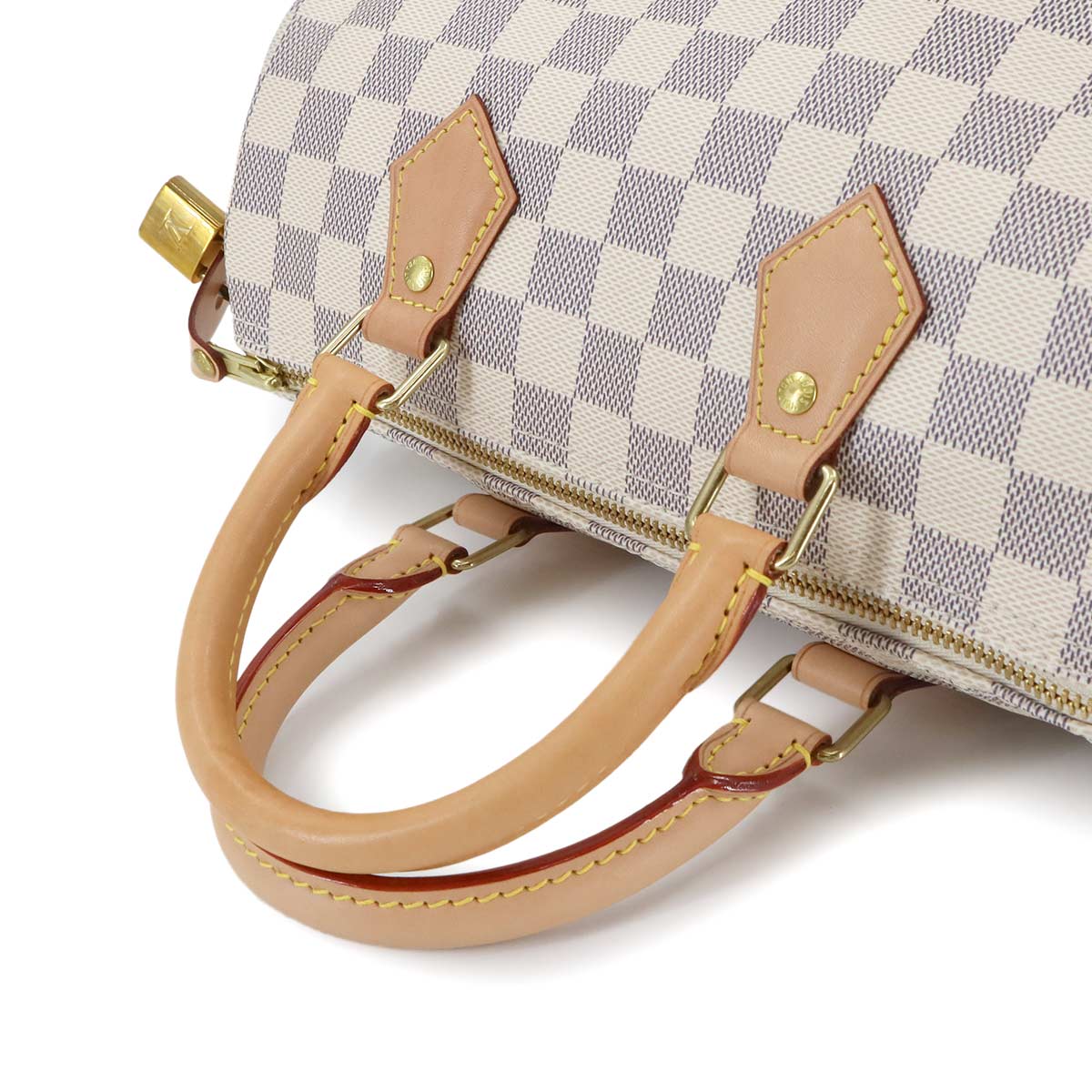 LOUIS VUITTON Damier Azur Speedy 25 Hand Bag N41371 White Purse