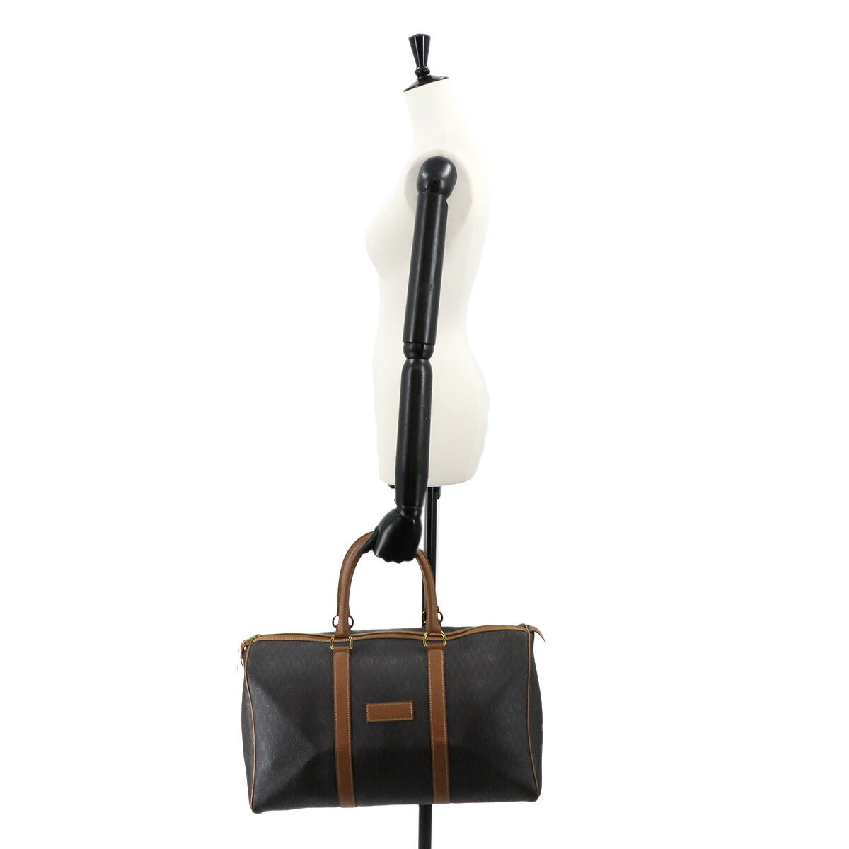 Honeycomb Boston Bag PVC Leather Brown Luggage