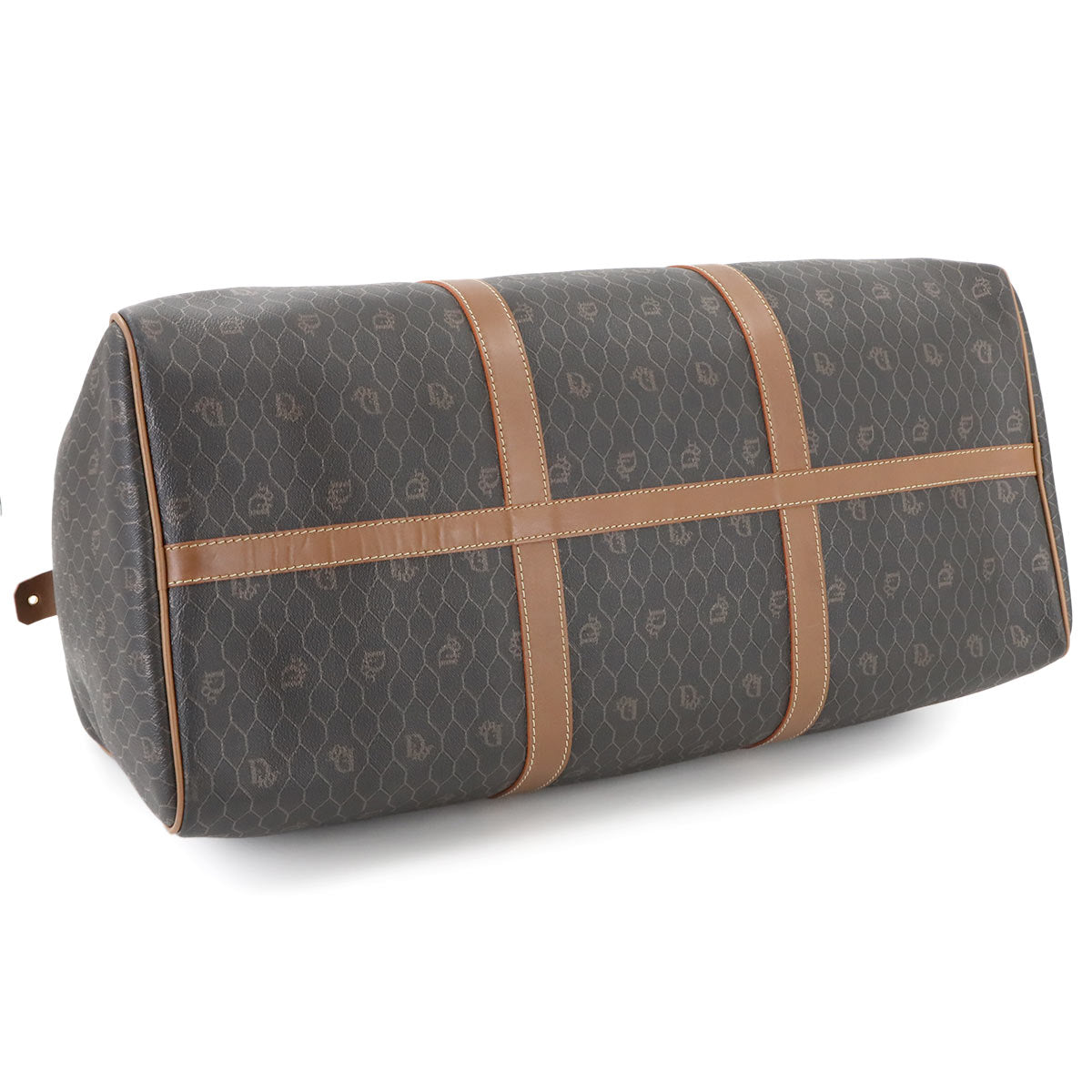 Honeycomb Boston Bag PVC Leather Brown Luggage