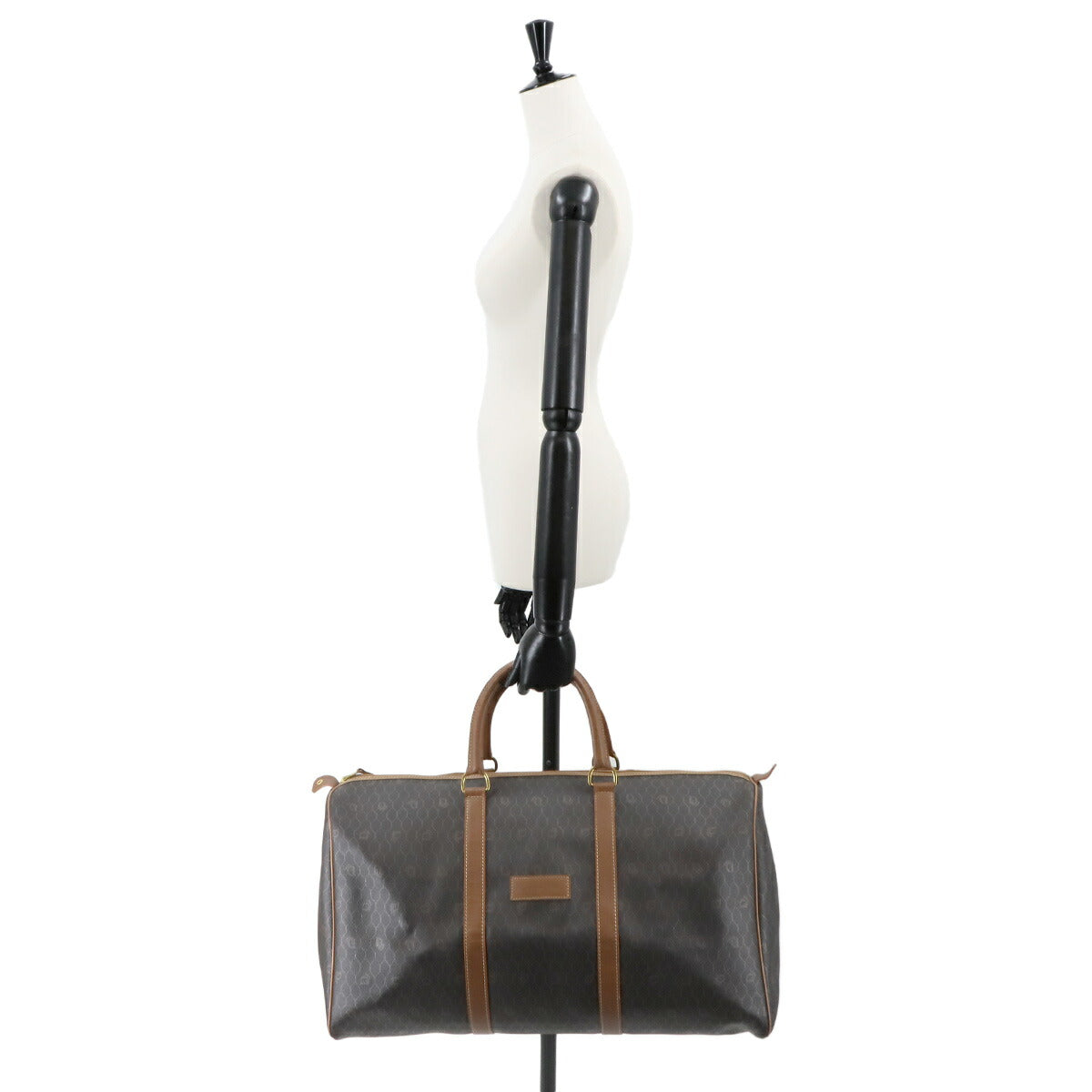 Honeycomb Boston Bag PVC Leather Brown Luggage