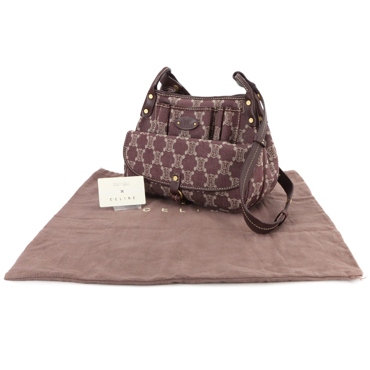 Macadam Shoulder Bag Denim Leather Brown Purse