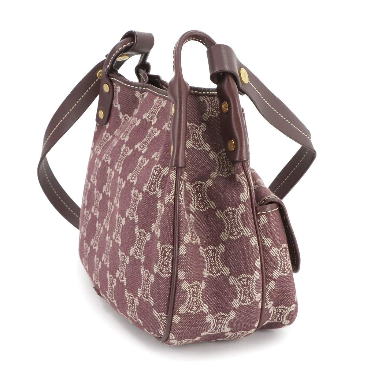 Macadam Shoulder Bag Denim Leather Brown Purse