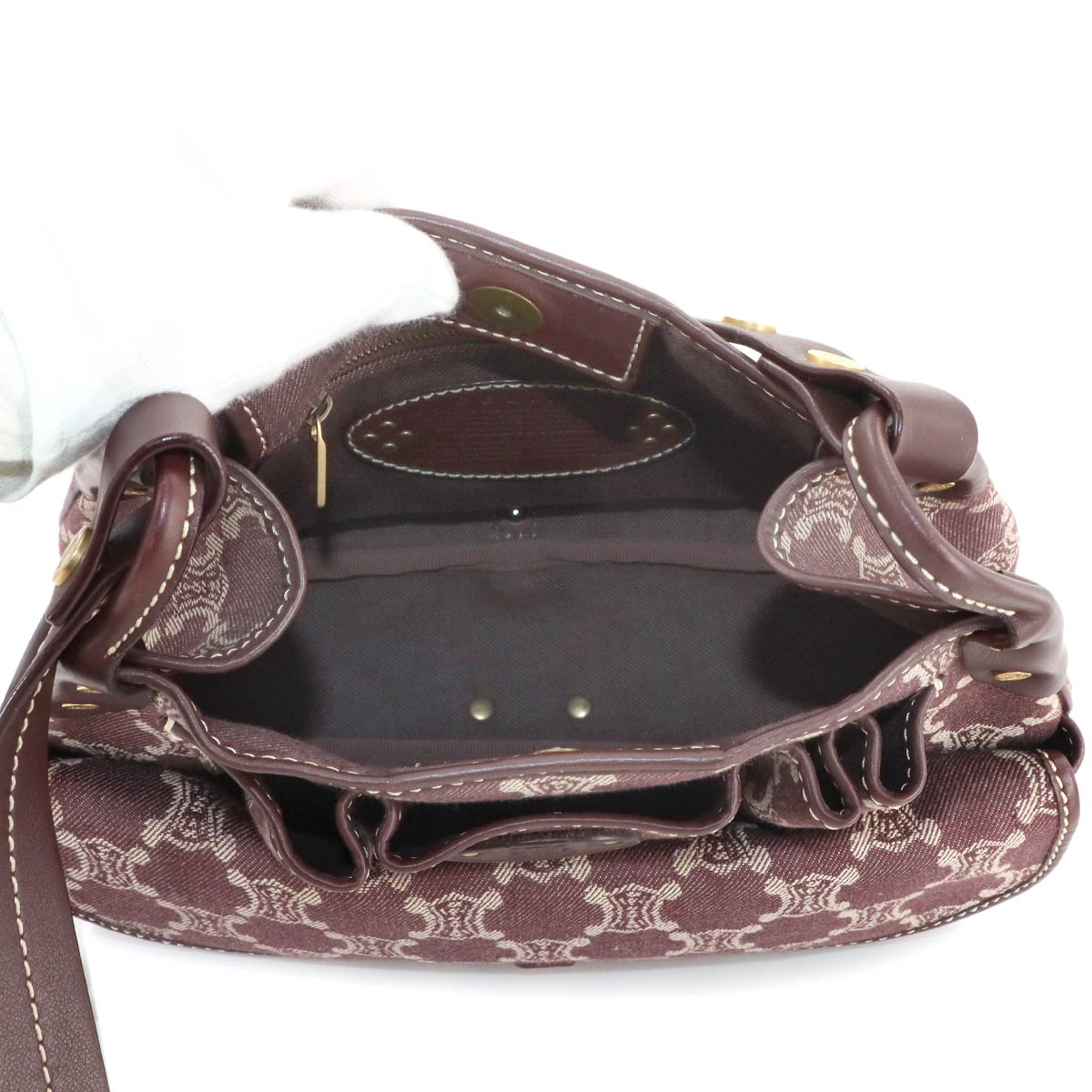 Macadam Shoulder Bag Denim Leather Brown Purse