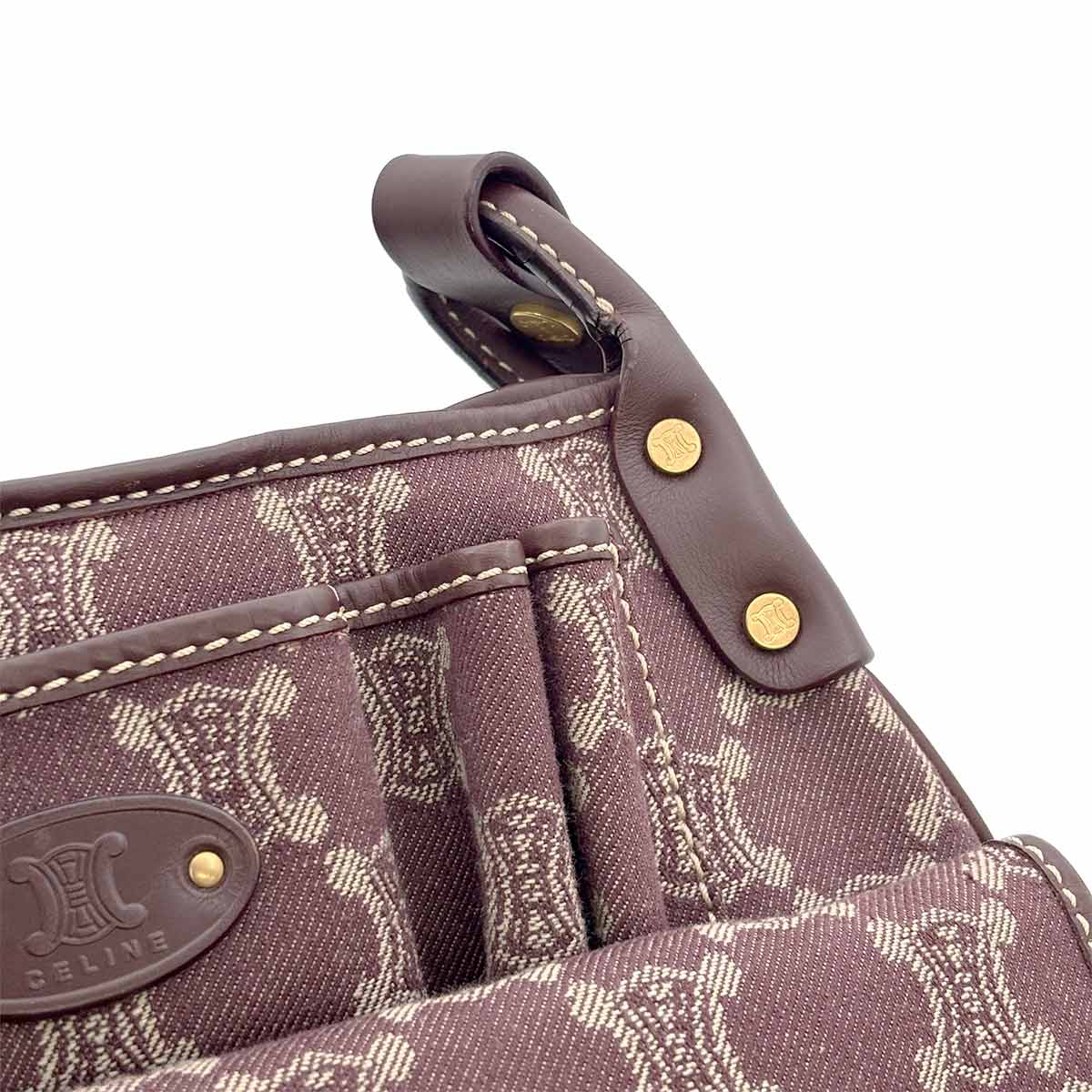 Macadam Shoulder Bag Denim Leather Brown Purse