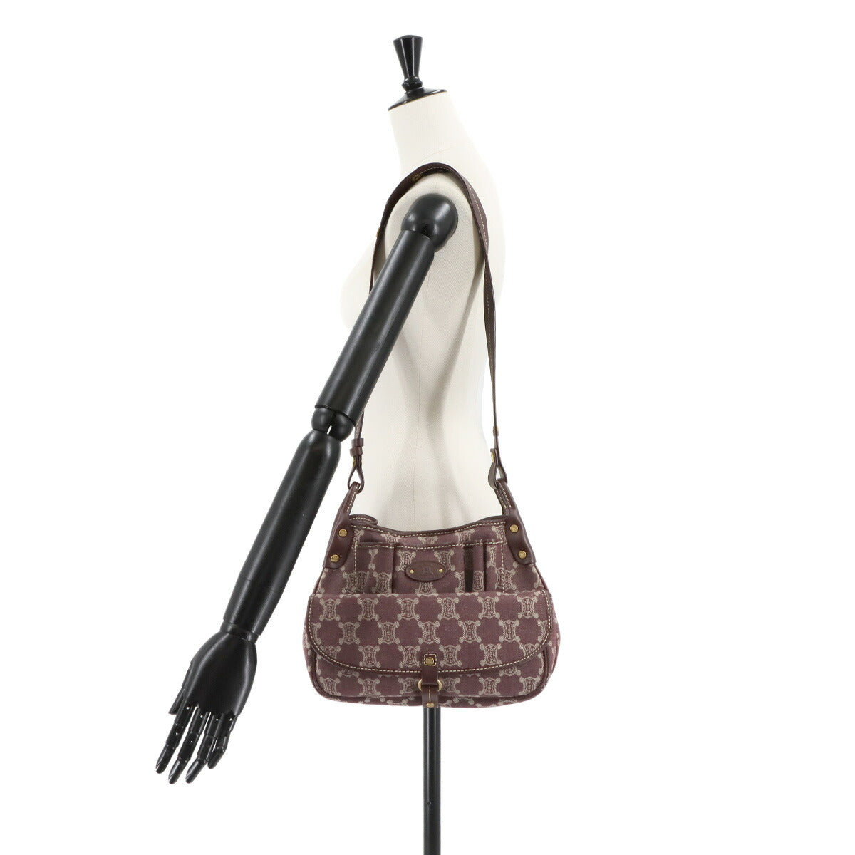 Macadam Shoulder Bag Denim Leather Brown Purse