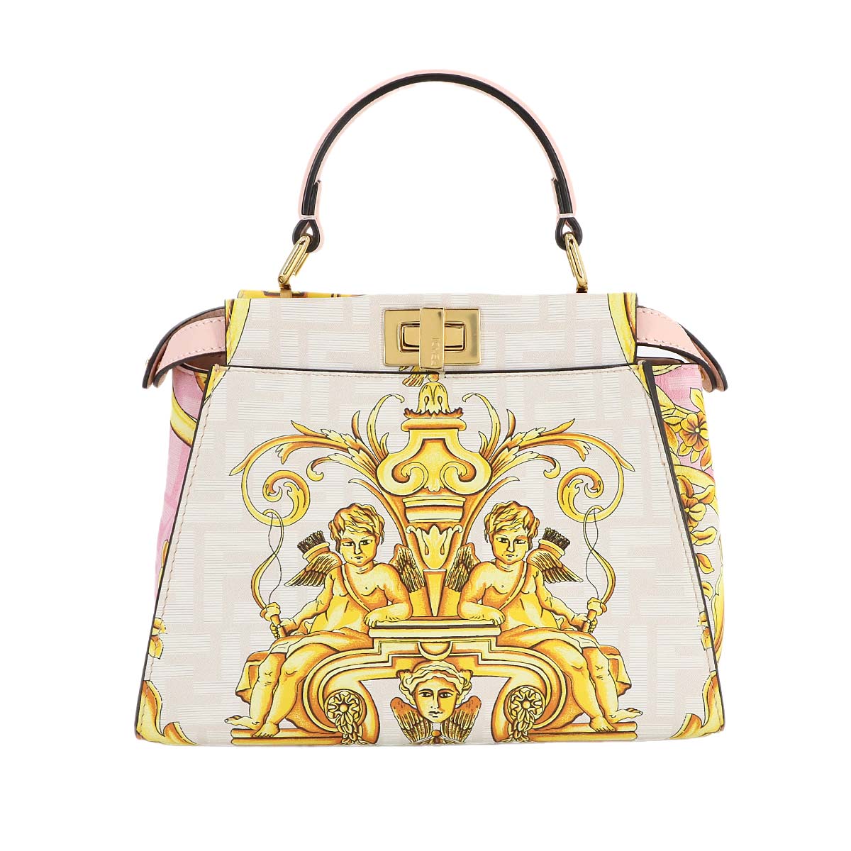 Fendace Peekaboo Hand Shoulder Bag Leather Pink 8BN244