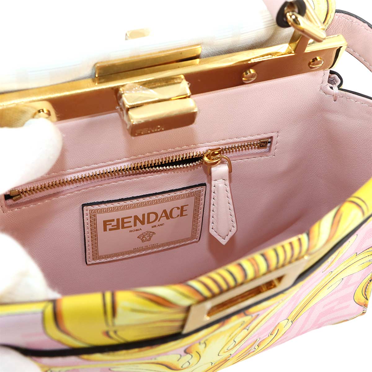 Fendace Peekaboo Hand Shoulder Bag Leather Pink 8BN244