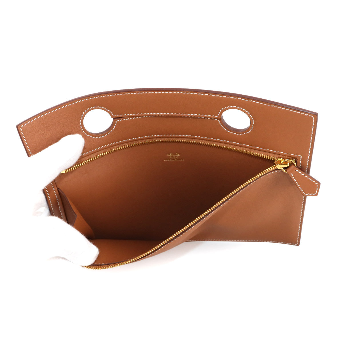 Birkin Backpocket Pouch 25 Veau Swift Gold Brown Purse