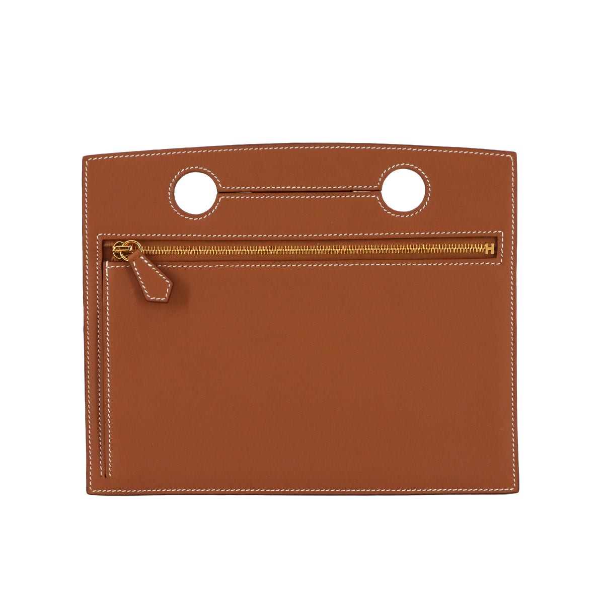 Birkin Backpocket Pouch 25 Veau Swift Gold Brown Purse