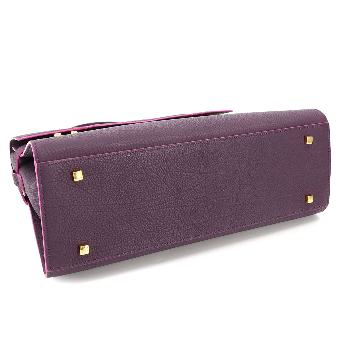 Tempete Hand Shoulder Bag Leather Purple Purse