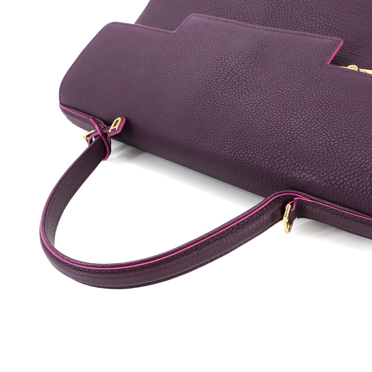 Tempete Hand Shoulder Bag Leather Purple Purse