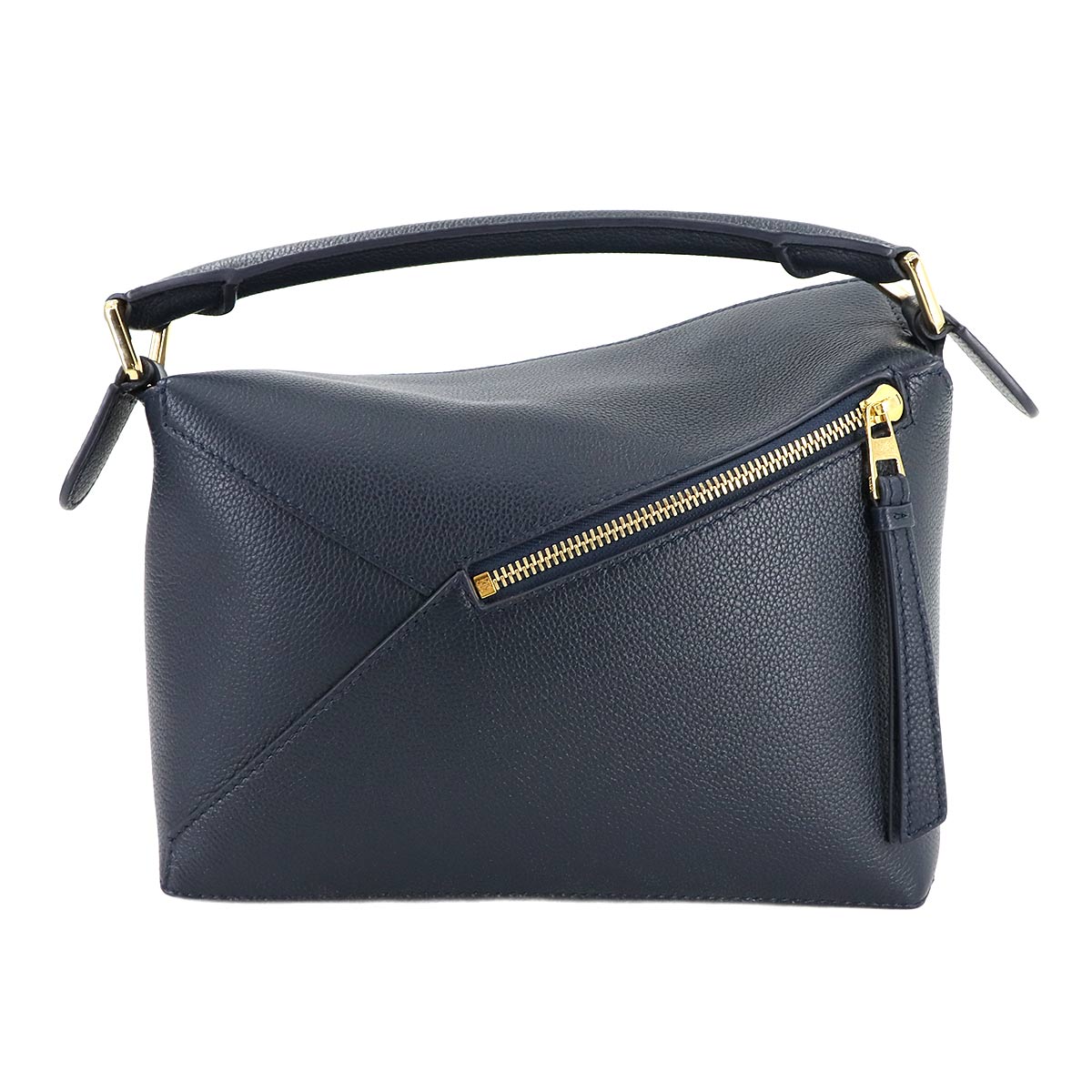 Pazzle Bag Small 2way Hand Shoulder Bag Leather Navy