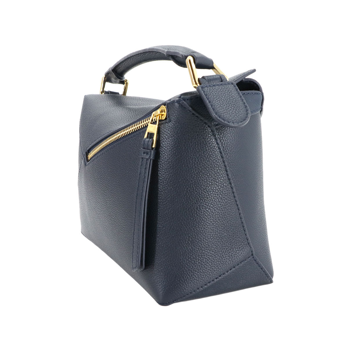 Pazzle Bag Small 2way Hand Shoulder Bag Leather Navy