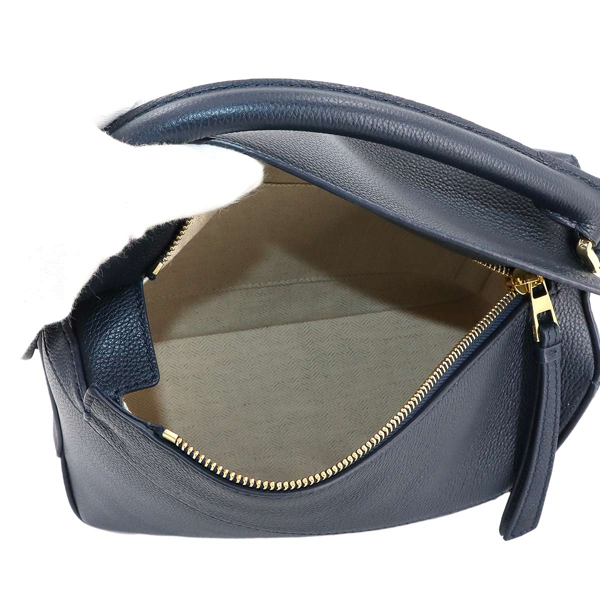 Pazzle Bag Small 2way Hand Shoulder Bag Leather Navy