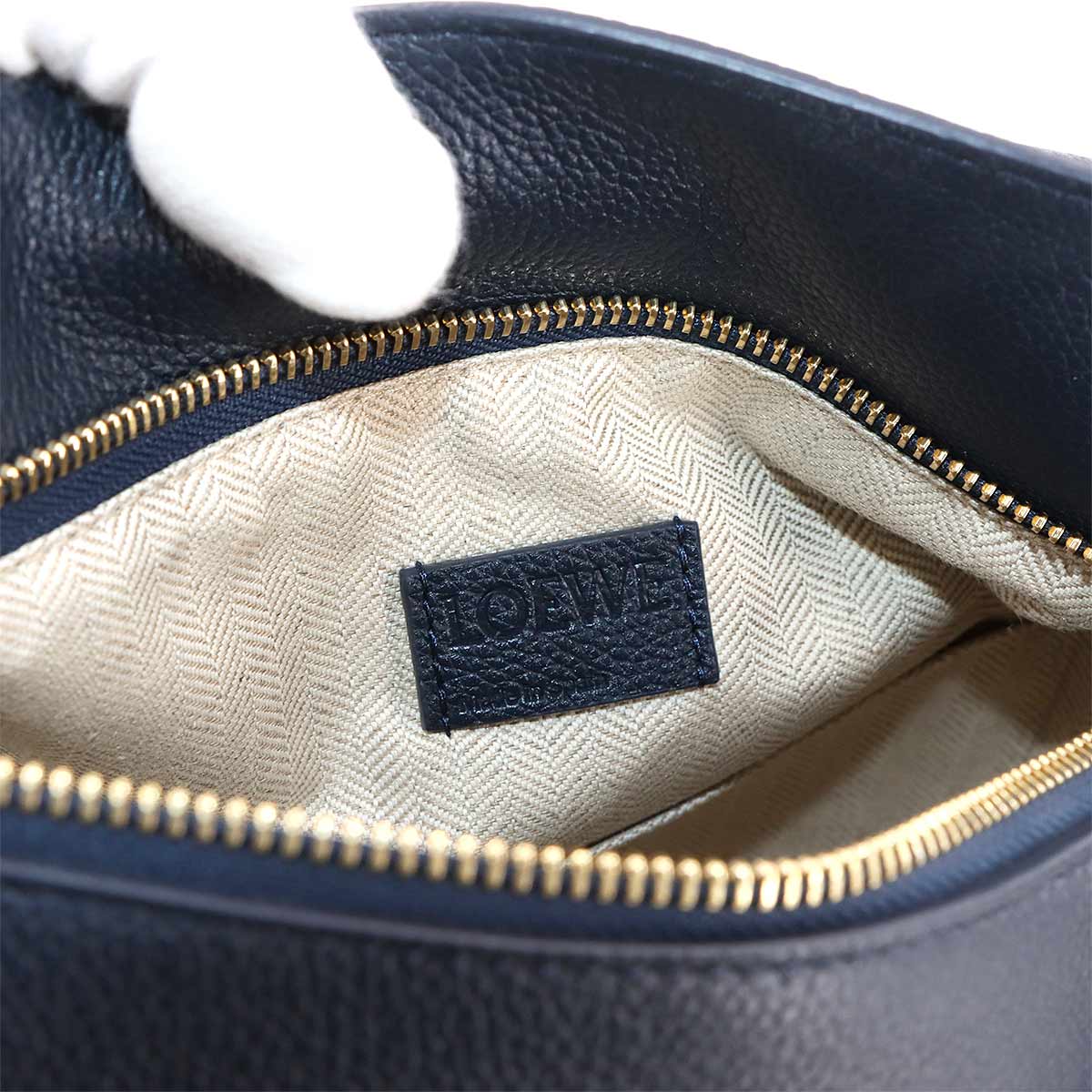 Pazzle Bag Small 2way Hand Shoulder Bag Leather Navy