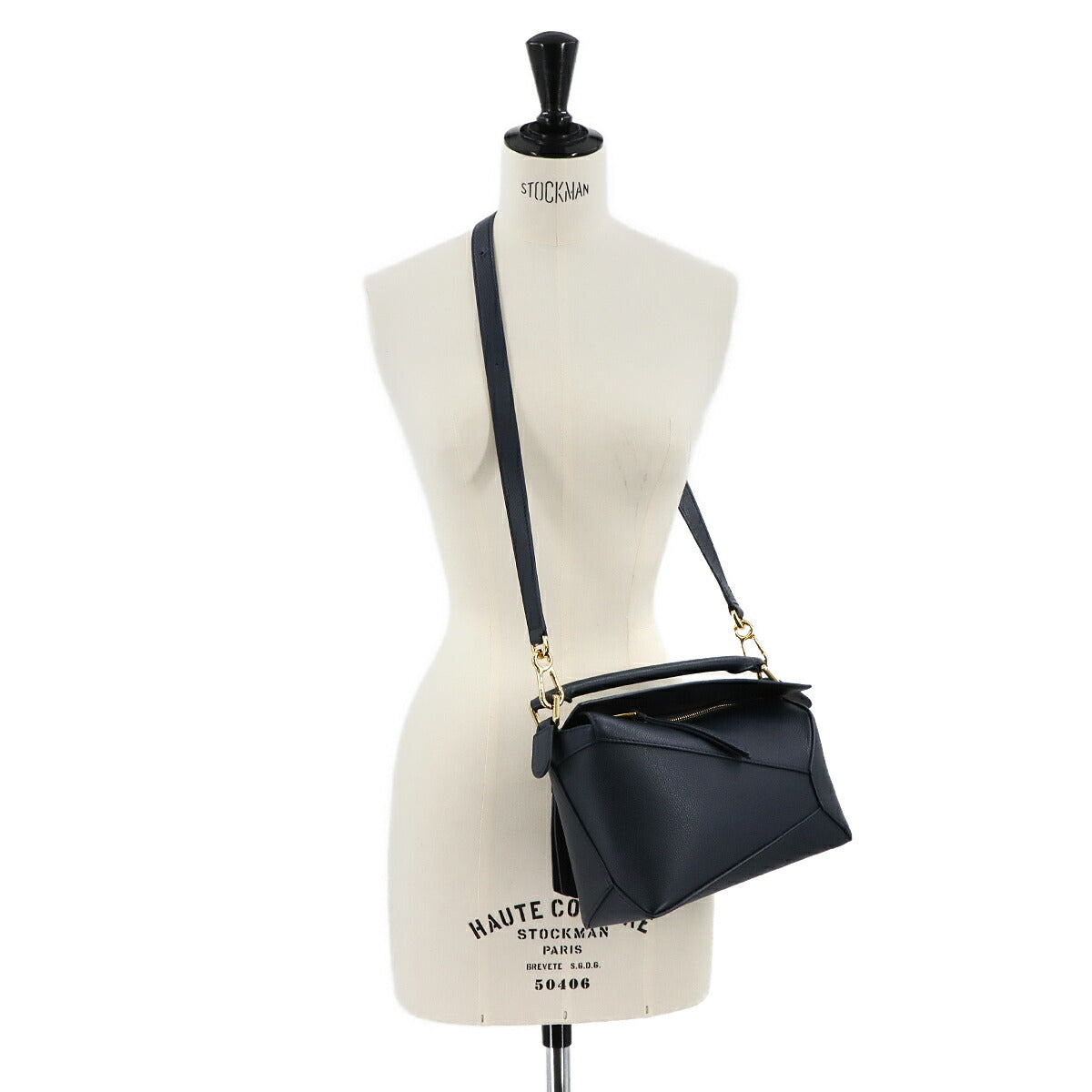 Pazzle Bag Small 2way Hand Shoulder Bag Leather Navy