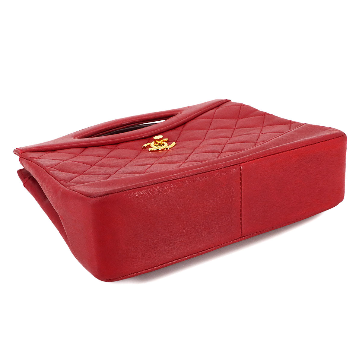 Matelasse 2way Hand Shoulder Bag Leather Red Vintage Purse