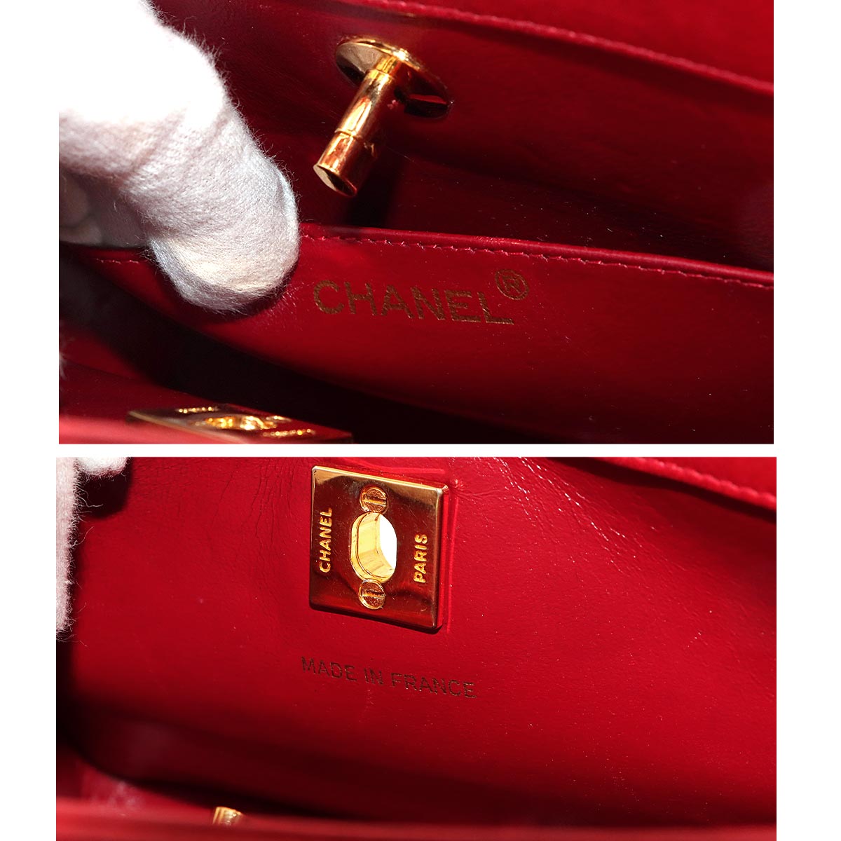 Matelasse 2way Hand Shoulder Bag Leather Red Vintage Purse