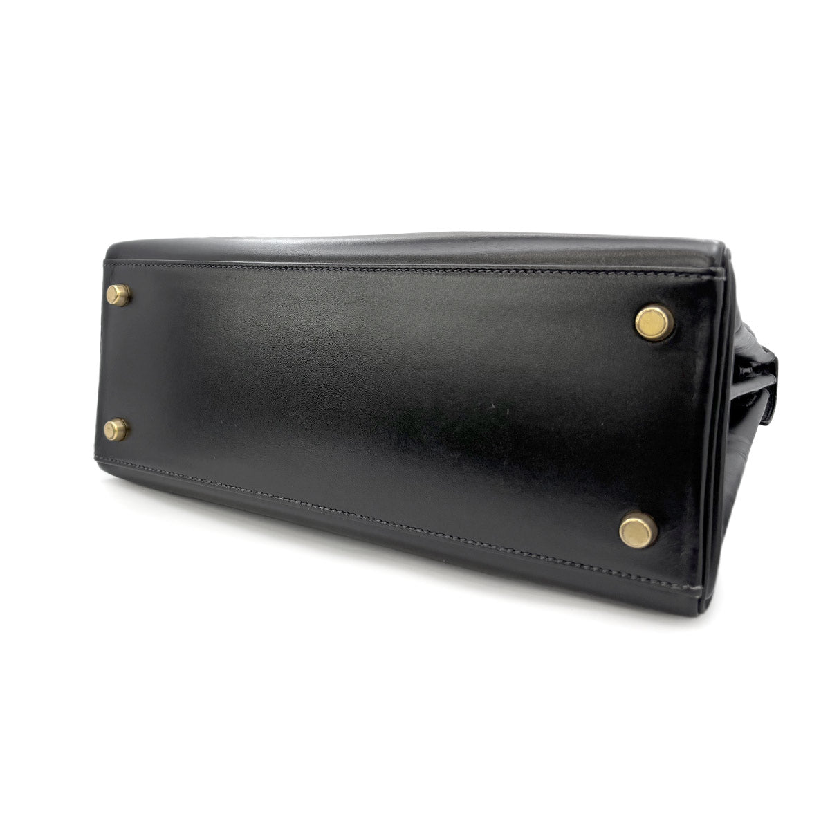 HKelly 28 Box Calf Leather Black 2way Hand Shoulder Bag Purse