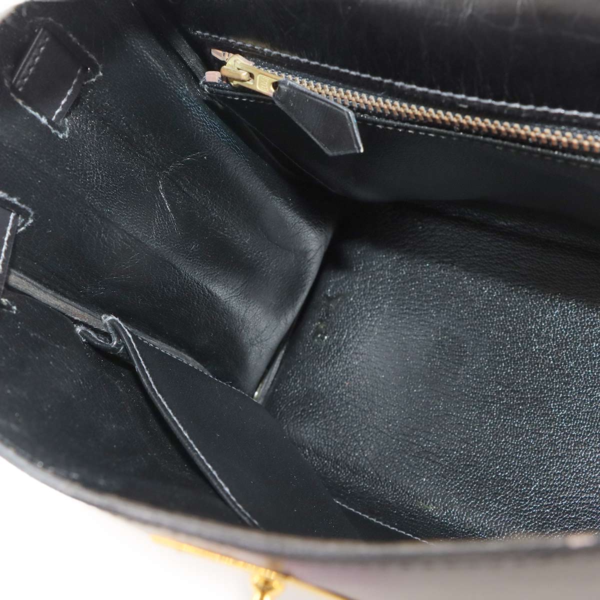 HKelly 28 Box Calf Leather Black 2way Hand Shoulder Bag Purse