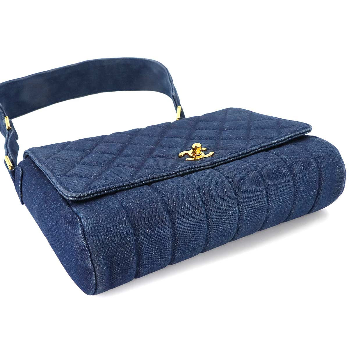 Matelasse Shoulder Bag Denim Blue Vintage