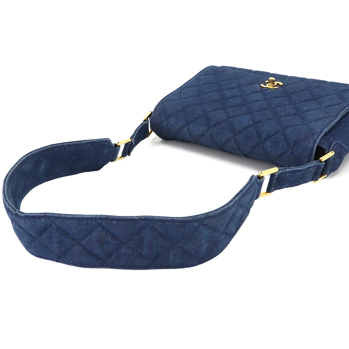 Matelasse Shoulder Bag Denim Blue Vintage