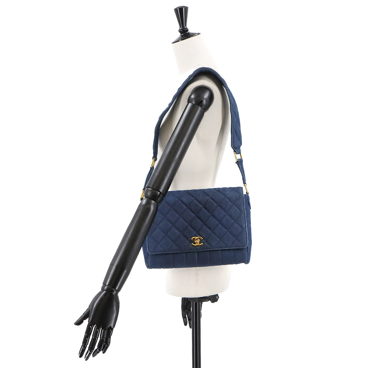 Matelasse Shoulder Bag Denim Blue Vintage