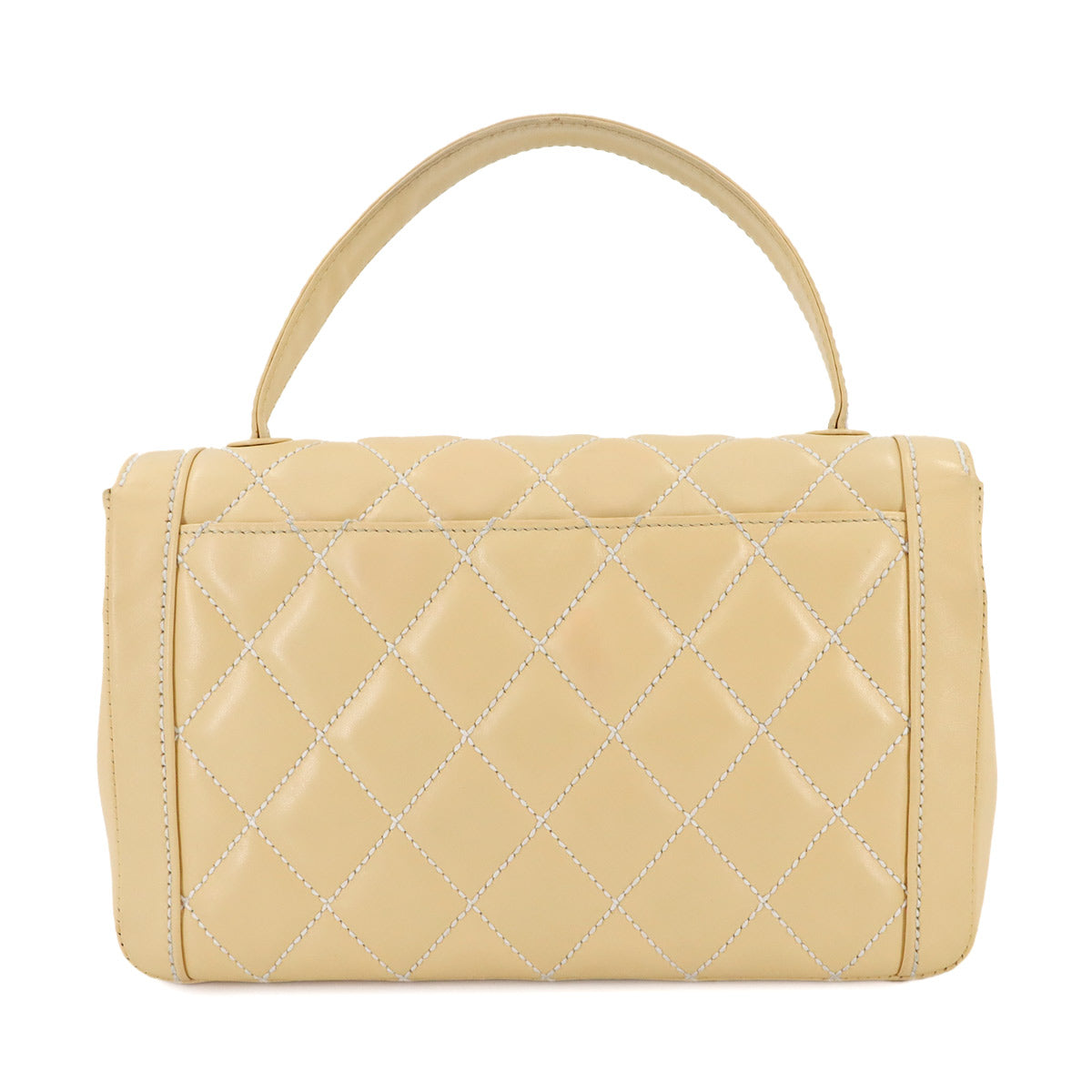 Matelasse Wild Stitch Hand Bag Leather Beige