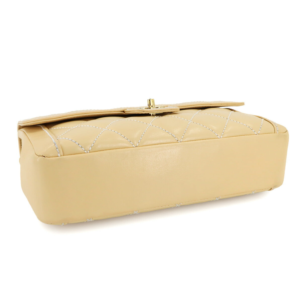 Matelasse Wild Stitch Hand Bag Leather Beige