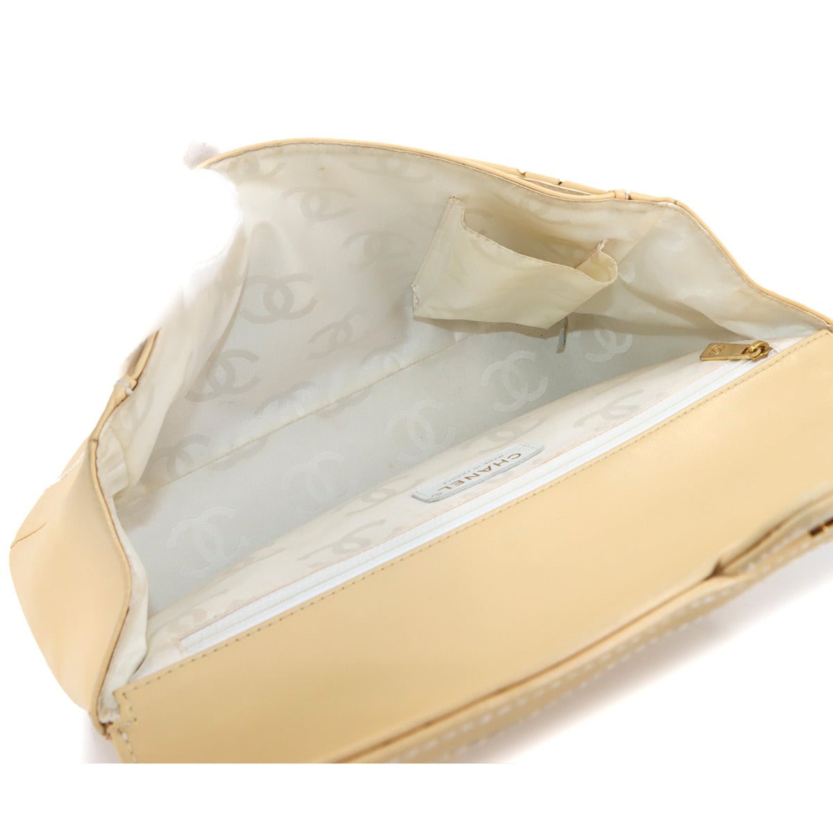 Matelasse Wild Stitch Hand Bag Leather Beige