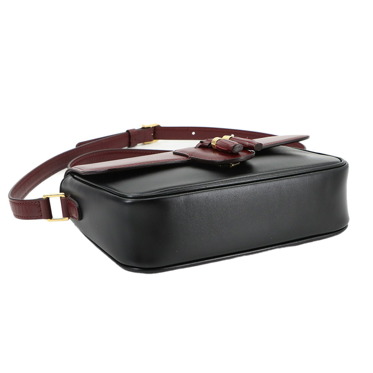 Tassels Shoulder Bag Leather Leather Bordeaux Black
