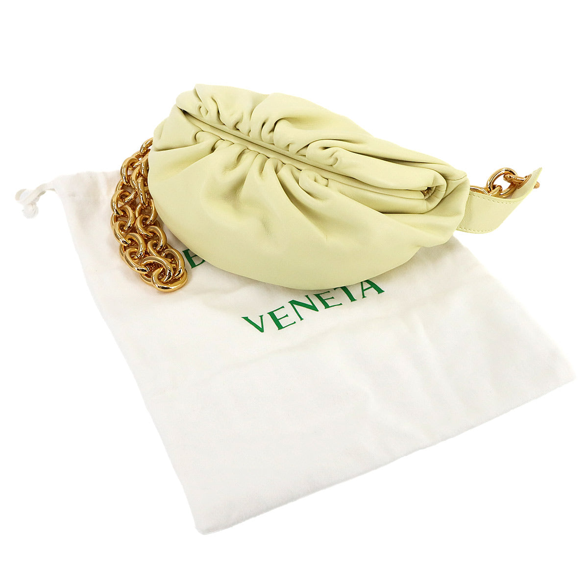 The Chain Pouch Body Bag Leather Yellow 651445 Purse