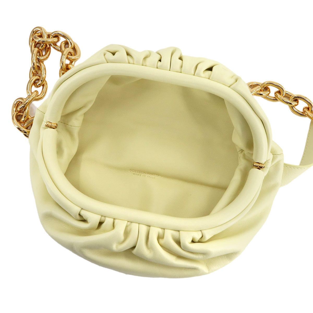 The Chain Pouch Body Bag Leather Yellow 651445 Purse