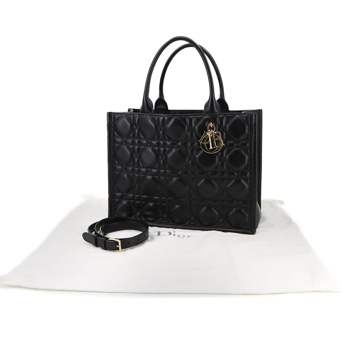 Macrocannage Book Tote Shoulder Medium Bag Leather Black