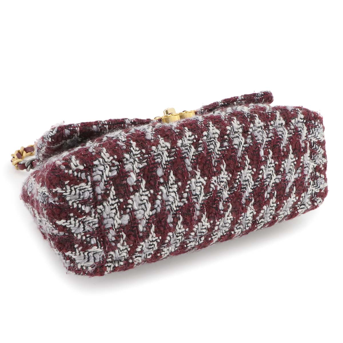 19 Chain Hand Shoulder Bag Tweed Leather Black AS1160