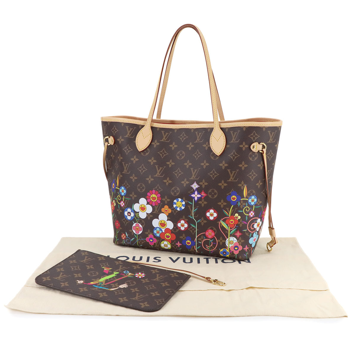LOUIS VUITTON Monogram LVxYK Painted Dots Neverfull MM Tote Bag M46381