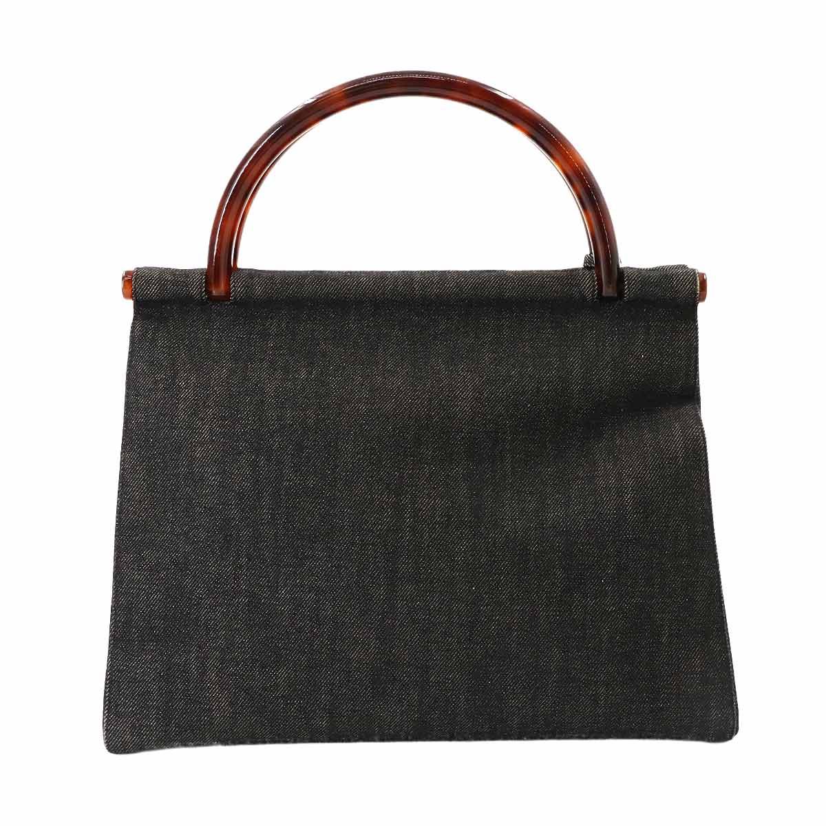 Plastic Handle Hand Bag Denim Black Vintage Purse