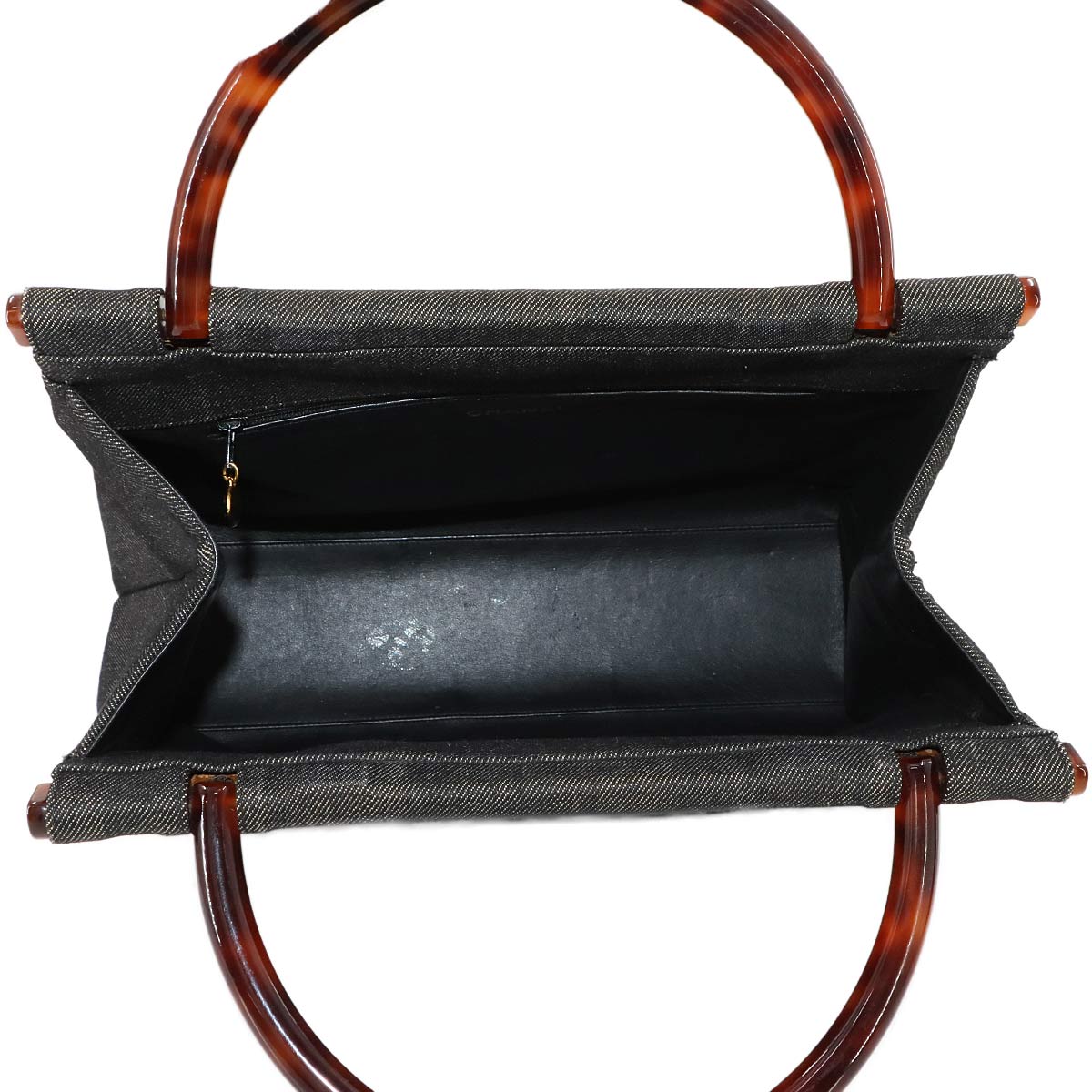 Plastic Handle Hand Bag Denim Black Vintage Purse