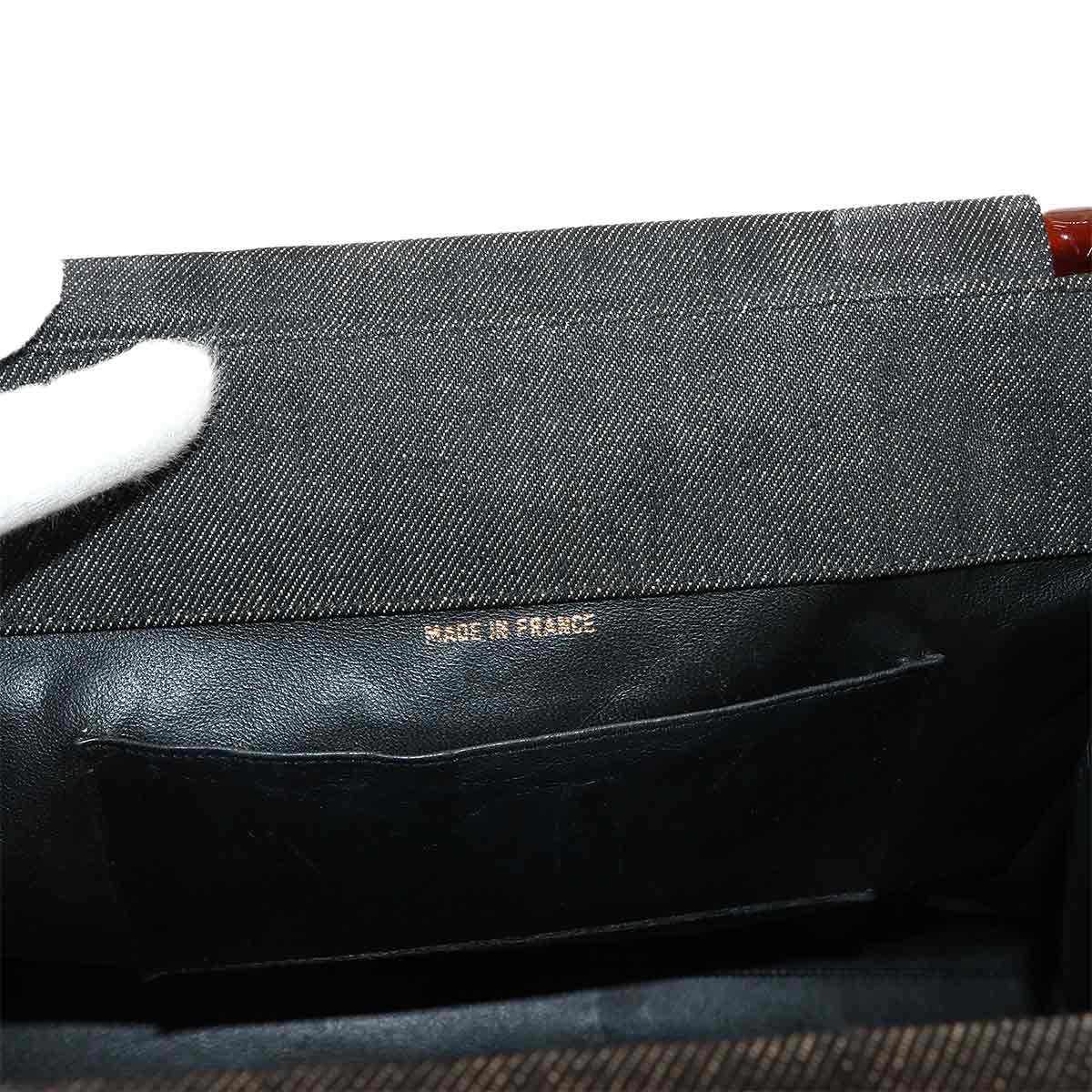 Plastic Handle Hand Bag Denim Black Vintage Purse